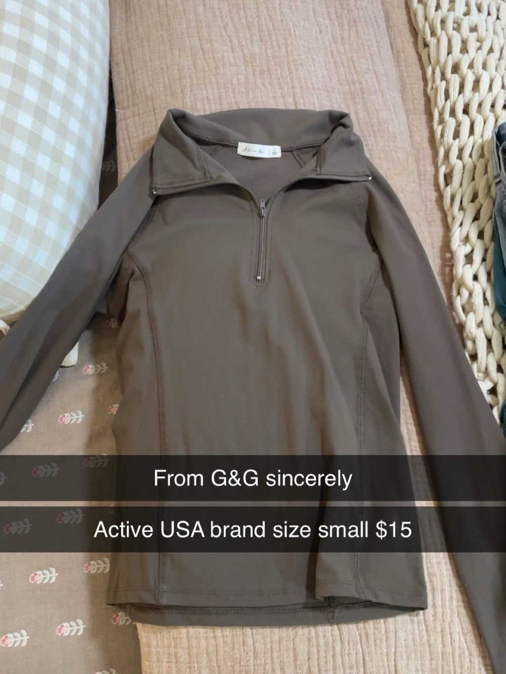 Active USA Olive Brown Quarter-Zip Performance Jacket